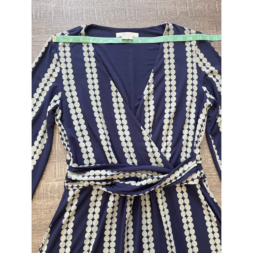 Boden Hayden Jersey Midi Dress Navy Blue Gray Stripe Dot Print Size US 8 - Picture 8 of 12